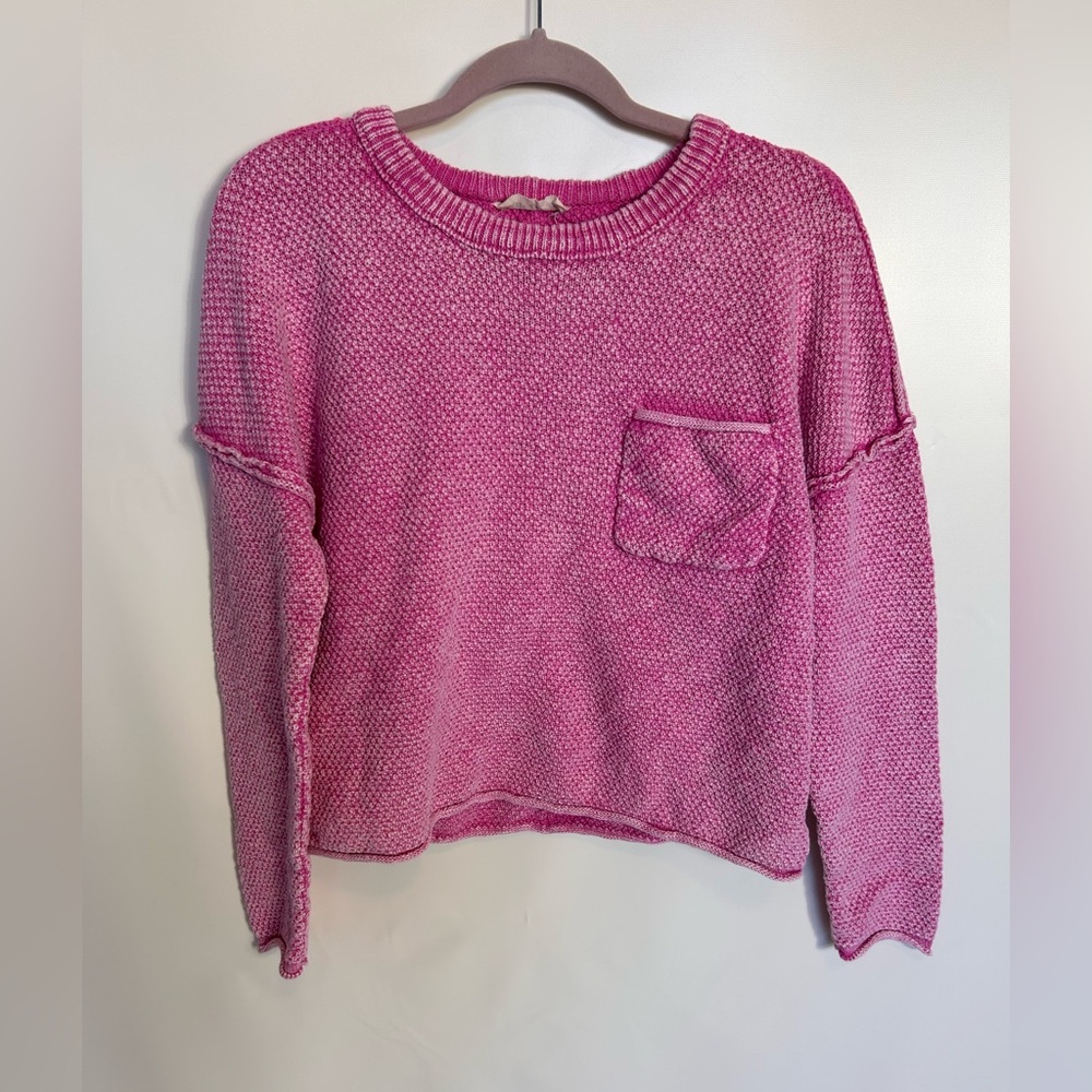 Pink Mineral Wash‎ Semi-Cropped Sweater - Small